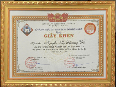 Nguyễn Thị Phương Chi, học sinh lớp 9/6 trường THCS Nguyễn Văn Cừ năm học 2023-2024